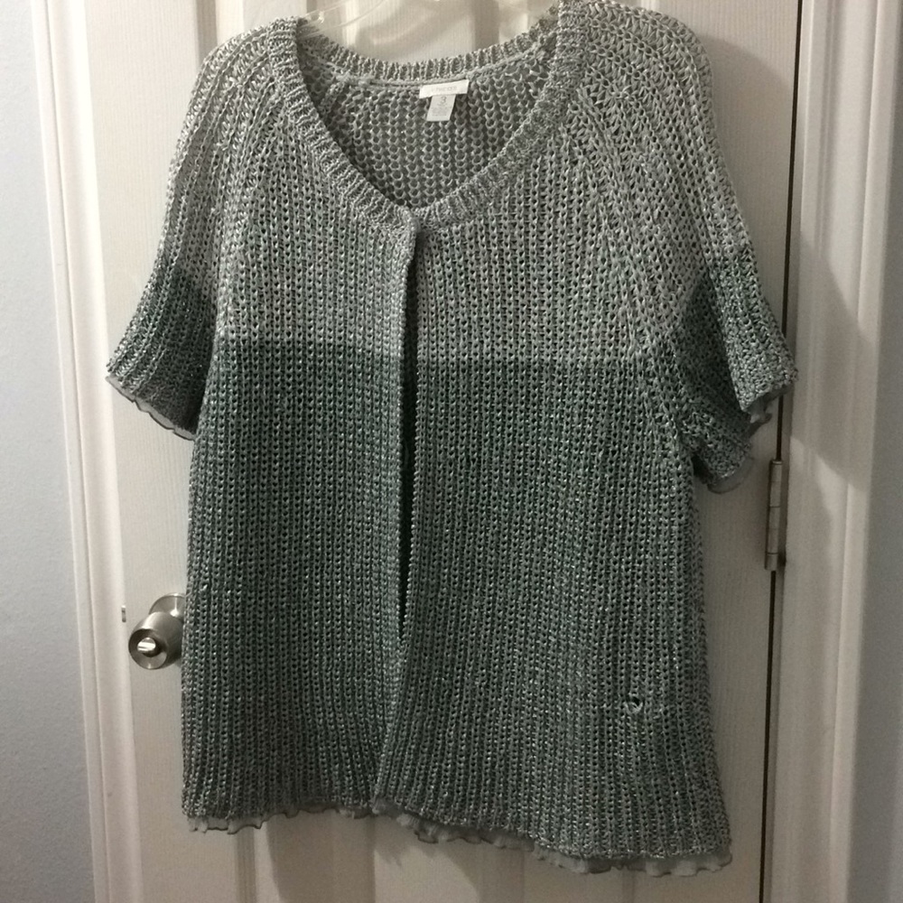 Chico’s Grey and Silver Ombré Knitted Cardigan